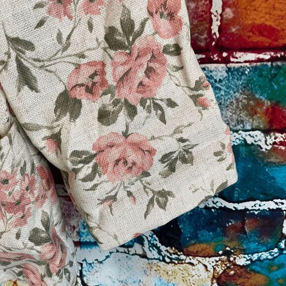 Vintage Oversized Longline Floral Linen Blend Blazer Jacket by Sag Harbor Size 1 - Picture 7 of 8